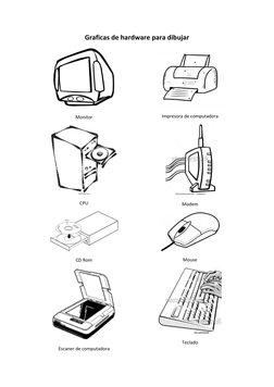 Graficas de hardware para dibujar 
 
Monitor 
 
CPU 
 
CD Rom 
 
Escaner de computadora 
 
Impresora de computadora 
 
Modem