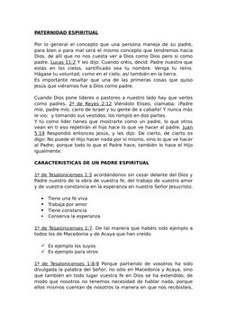 PATERNIDAD ESPIRITUAL
Por lo general el concepto que una persona maneja de su padre, 
para bien o para mal será el mismo conc