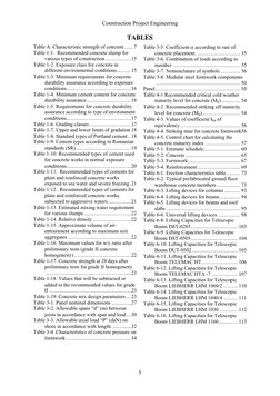 Construction Project Engineering  
 
5
TABLES 
Table A. Characteristic strength of concrete.......7 
Table 1-1.  Recommended