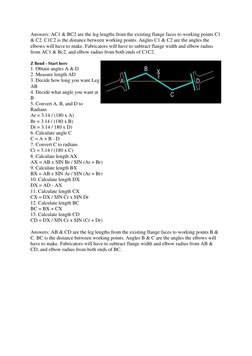 Answers: AC1 & BC2 are the leg lengths from the existing flange faces to working points C1 
& C2. C1C2 is the distance betwee