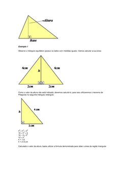 Exemplo 1  
 
Observe o triângulo equilátero (possui os lados com medidas iguais). Vamos calcular a sua área: 
 
Como o val