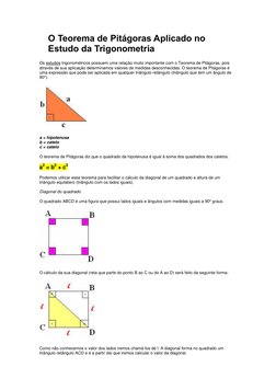 O Teorema de Pitágoras Aplicado no 
Estudo da Trigonometria 
Os estudos trigonométricos possuem uma relação muito importante
