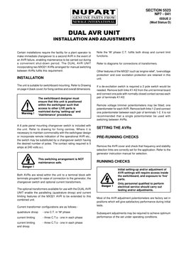 Dual Avr Unit: Installation and Adjustments | PDF | Switch | Transformer