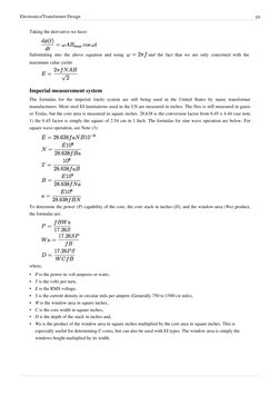 Electronics/Transformer Design
10
Taking the derivative we have:
Substituting into the above equation and using 
and the fact