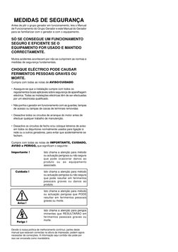 MEDIDAS DE SEGURANÇA
Antes de pôr o grupo gerador em funcionamento, leia o Manual
de Funcionamento do Grupo Gerador e este Ma