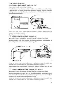 11 
 
2.4.- TEST DE FLEXIBILIDAD.- 
2.4.1.- TEST DE FLEXIÓN PROFUNDA DE TRONCO 
Objetivo: mide el grado de flexibilidad del c