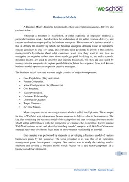Business Simulation 
 
 
Danish Khidir
PGDM –Business Design 
 | 
 
9 
Business Models 
 
 
A Business Model describes the ra