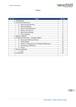 Business Simulation 
 
 
Danish Khidir
PGDM –Business Design 
 | 
 
1 
Index 
 
 
Sr. No 
Topic 
Pg. No 
1 Introduction 
2 
2