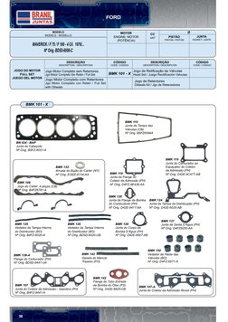 38
FORD
BMK 108
Jogo do Cárter  4 peças (CB)
Nº Orig. B4FZ6781-A
BMK 110
Junta da Tampa das 
Válvulas (CB)
Nº Orig. B5FZ6584A