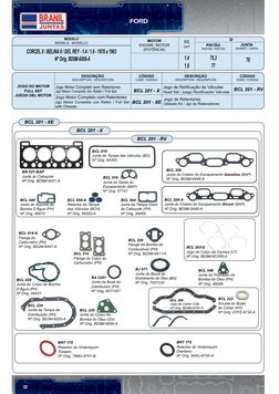 32
FORD
BCL 040
Junta do Suporte da
Bomba D’Água (PH)
Nº Orig. 48470
BCL 050-A
Retentor da Tampa
das Válvulas (BCH)
Nº Orig.