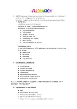  OBJETIVO: preparar al paciente en las mejores condiciones posibles para enfrentarse a 
la intervención  quirúrgica y ev