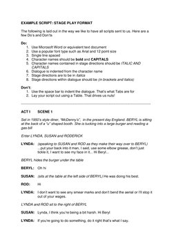 Stage Play Script Formatting Guide | PDF | Printing | Written Communication