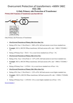 NEC 450.3 Transformer Overcurrent Protection | PDF | Fuse (Electrical ...