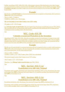 NEC 450.3 Transformer Overcurrent Protection | PDF | Fuse (Electrical ...