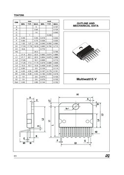Multiwatt15 V
DIM.
mm
inch
MIN.
TYP.
MAX.
MIN.
TYP.
MAX.
A
5
0.197
B
2.65
0.104
C
1.6
0.063
D
1
0.039
E
0.49
0.55
0.019
0.022