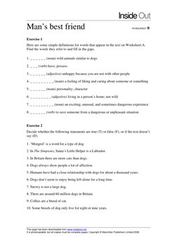 Inside Out 
Man’s best friend                                                                               WORKSHEET B 
 
Ex