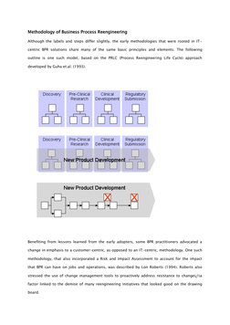 Methodology of Business Process Reengineering 
Although the labels and steps differ slightly, the early methodologies that we