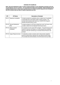 1 
WORKED KPI EXAMPLES 
Note: This and subsequent notes, in these worked examples, are for illustration purposes only and