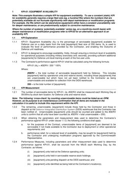 2 
1 
KPI-01: EQUIPMENT AVAILABILITY 
Note: This example illustrates a simple KPI for equipment availability.  To use a c