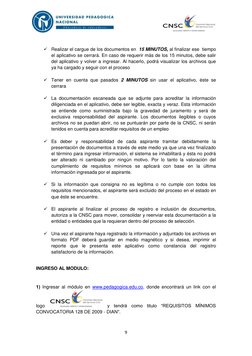 9 
 
 Realizar el cargue de los documentos en  15 MINUTOS, al finalizar ese  tiempo 
el aplicativo se cerrará.