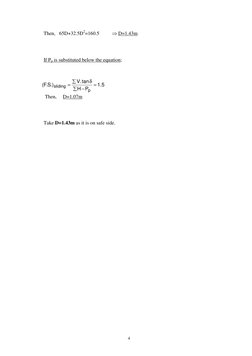 4
Then,   65D+32.5D2=160.5          ⇒ D=1.43m 
 
 
If Pp is substituted below the equation; 
 
 Then,     D=1.07m 
 
 
Take