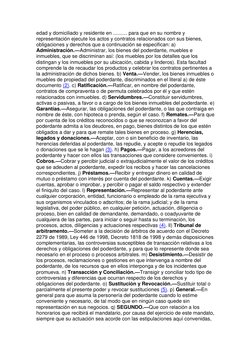 edad y domiciliado y residente en .......... para que en su nombre y
representación ejecute los actos y contratos relacionad