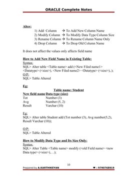 Oracle SQL Complete Notes and Syllabus | PDF | Pl/Sql | Sql