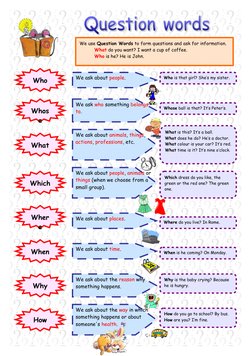 We ask about people.
We ask who something belongs 
to.
We ask about animals, things, 
actions, professions, etc.
We ask about