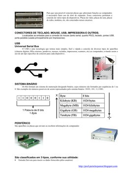 CONECTORES DE TECLADO, MOUSE, USB, IMPRESSORA E OUTROS. 
Localizadas as entradas para a conexão do mouse (tanto serial, quant