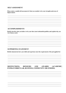SELF ASSESSMENT
Please make a candid self-assessment of what you consider to be your strengths and areas of 
improvement: