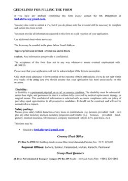 GUIDELINES FOR FILLING THE FORM
If you have any problem completing this form please contact the HR Department at 
hrd.al