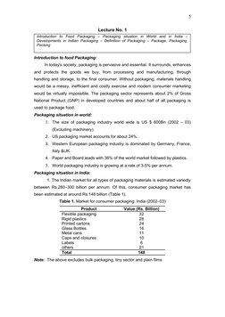 Lecture No. 1
Introduction to food Packaging:       
         In today's society, packaging is pervasive and essential. It su
