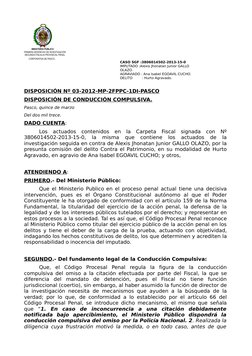 MINISTERIO PÚBLICO
PRIMERA DESPACHO DE INVESTIGACIÓN
 SEGUNDA FISCALIA PROVINCIAL PENAL