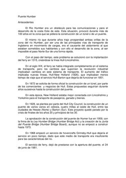 Puente Humber 
 
Antecedentes 
 
 
El Río Humber era un obstáculo para las comunicaciones y para el 
desarrollo de la costa E