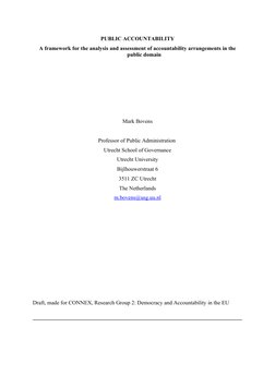 PUBLIC ACCOUNTABILITY
A framework for the analysis and assessment of accountability arrangements in the 
public domain
Mark B