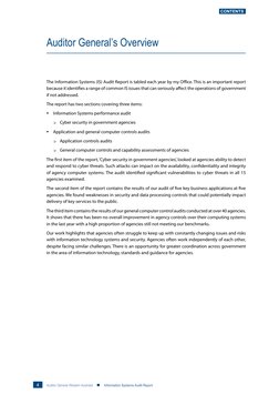 4
Auditor General Western Australia    n Information Systems Audit Report
Contents
The Information Systems (IS) Audit Report
