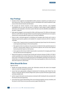 6
Auditor General Western Australia    n Information Systems Audit Report
Contents
Key Findings
yy
Fourteen of the 15 agencie