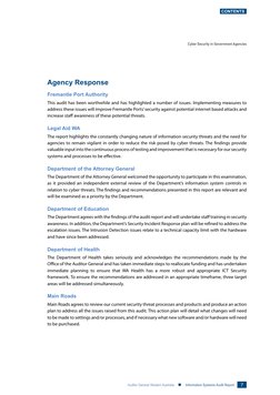 7
Auditor General Western Australia    n Information Systems Audit Report
Contents
Agency Response
Fremantle Port Authority
T