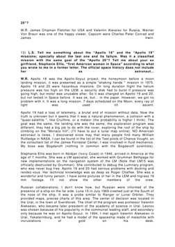 20”? 
 
W.R. James Chipman Fletcher for USA and Valentin Alexeiev for Russia, Werner 
Von Braun was one of the happy viewer.