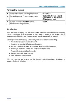Quick Reference Electronic Ticketing 
Page 2 
Participating carriers 



 
General Electronic Ticketing Information