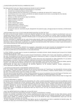 ¿CUÁLES SON LOS EFECTOS DE LA HARINA DE COCA?
 
Nos falta aprender mucho aún. Algunas experiencias directas nos dan el derrot