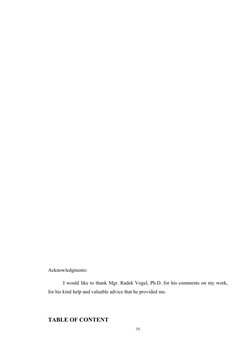 Acknowledgments:
I would like to thank Mgr. Radek Vogel, Ph.D. for his comments on my work, 
for his kind help and valuable a