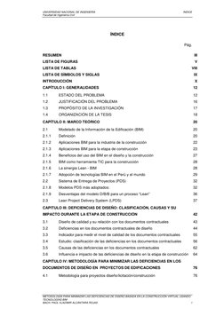 UNIVERSIDAD NACIONAL DE INGENIERÍA 
INDICE  
Facultad de Ingeniería Civil 
 
 
 
METODOLOGÍA PARA MINIMIZAR LAS DEFICIENCIAS