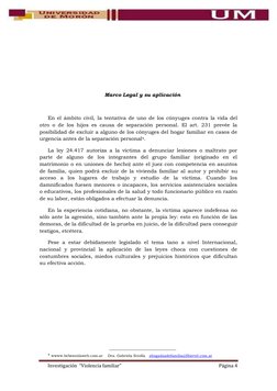 Investigación  “Violencia familiar” 
Página 4 
 
 
 
 
 
Marco Legal y su aplicación 
 
En el ámbito civil, la tentat