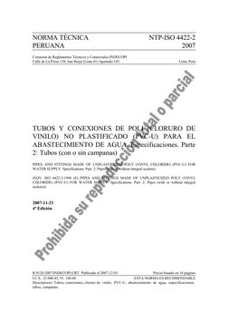 NORMA TÉCNICA 
NTP-ISO 4422-2 
PERUANA 
2007 
 
Comisión de Reglamentos Técnicos y Comerciales-INDECOPI 
Calle de La Pros