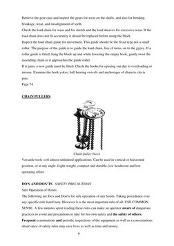 6
Remove the gear case and inspect the gears for wear on the shafts, and also for bending, 
breakage, wear, and misalignmen