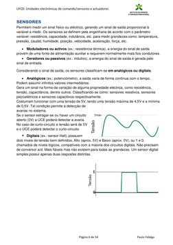 UFCD: Unidades electrónicas de comando/sensores e actuadores
Página 6 de 54
Paulo Fidalgo
SENSORES
Permitem medir