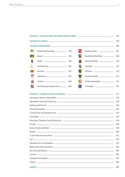 3
Table of Contents
Germany – Country Proile and Federal States Proiles  
193
Germany at a Glance  
194
Germany Federal State