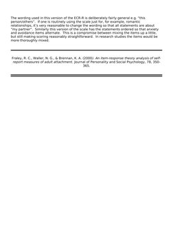 Ectr Attachment ECR-R Attachment Questionnaire Guide | PDF | Attachment Theory ...