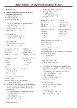 Aims tutorial 2B important questions & Ans 
 
LAQ (2     ) 
1) Find the equation of the equation of the circle 
passing throu